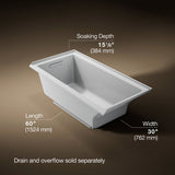 Underscore® 60" x 30" alcove bath with Bask® heated surface, left drain
