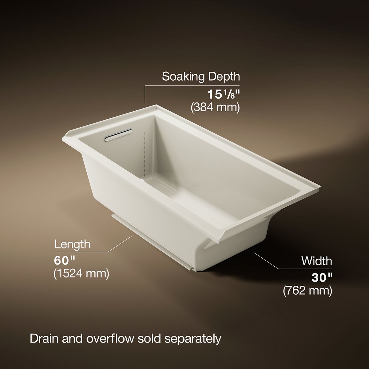 Underscore® 60" x 30" alcove bath with Bask® heated surface, left drain