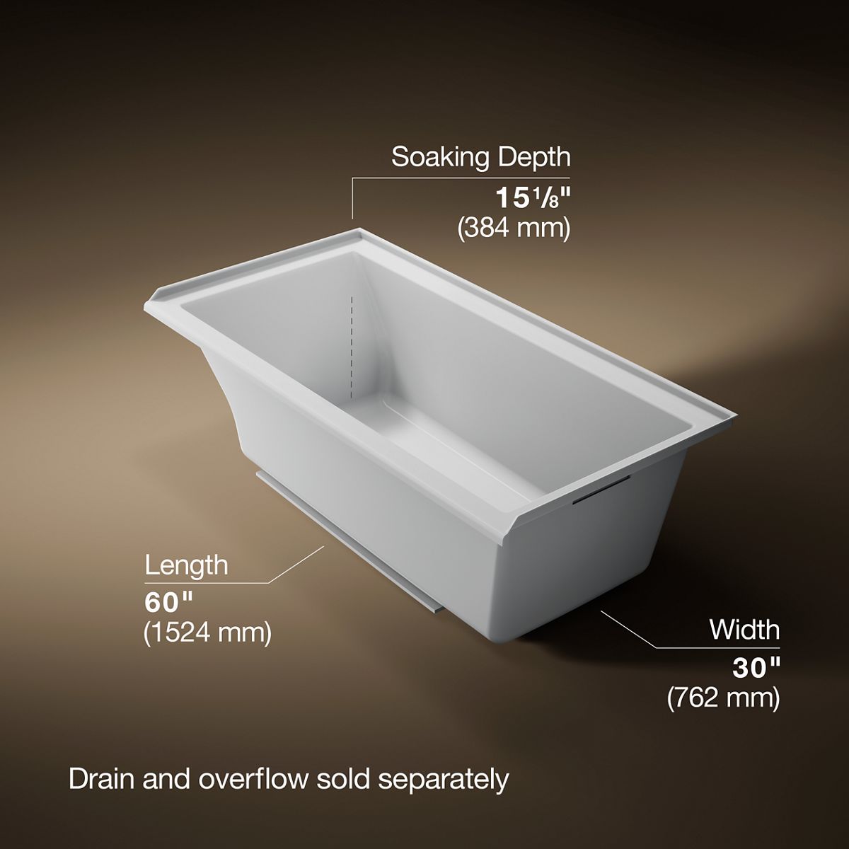 Underscore® 60" x 30" alcove bath, right drain
