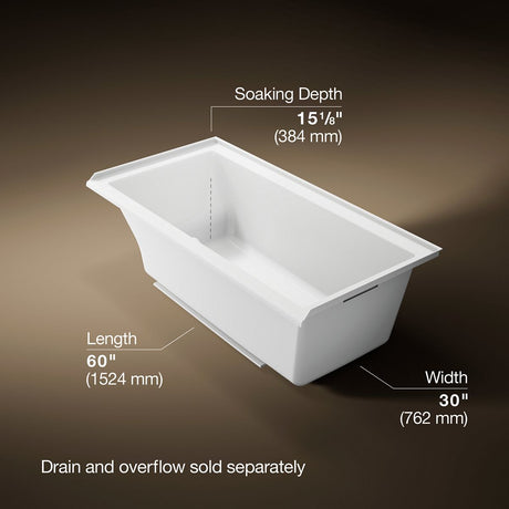 Underscore® 60" x 30" alcove bath with Bask® heated surface, right drain