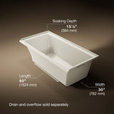 Underscore® 60" x 30" alcove bath with Bask® heated surface, right drain