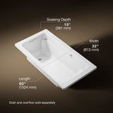 Archer® 60" x 32" drop-in Heated BubbleMassage™ air bath