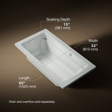 Archer® 60" x 32" drop-in Heated BubbleMassage™ air bath