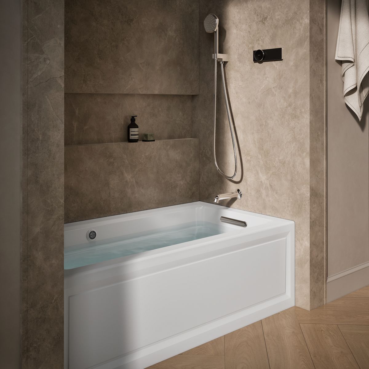 Archer® 60" x 32" alcove Heated BubbleMassage™ air bath with Bask® heated surface, right drain