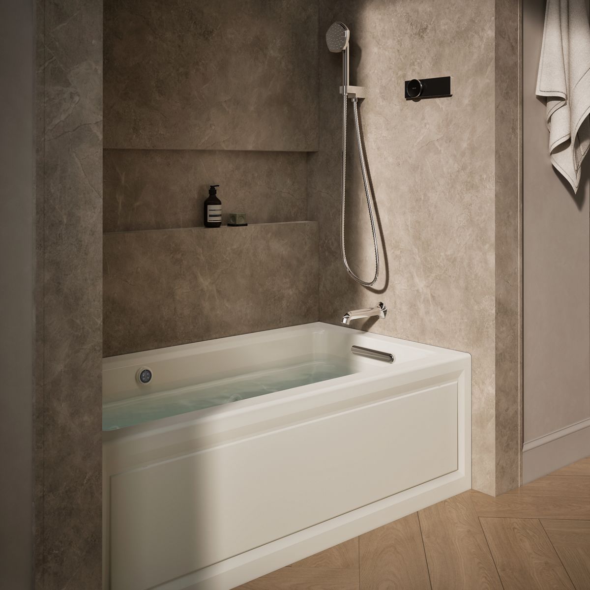 Archer® 60" x 32" alcove whirlpool bath with Bask® heated surface, right drain