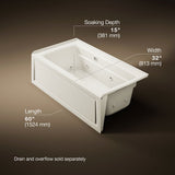 Archer® 60" x 32" alcove whirlpool bath with Bask® heated surface, right drain