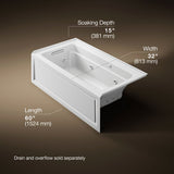 Archer® 60" x 32" alcove Heated BubbleMassage™ air bath and whirlpool, left drain