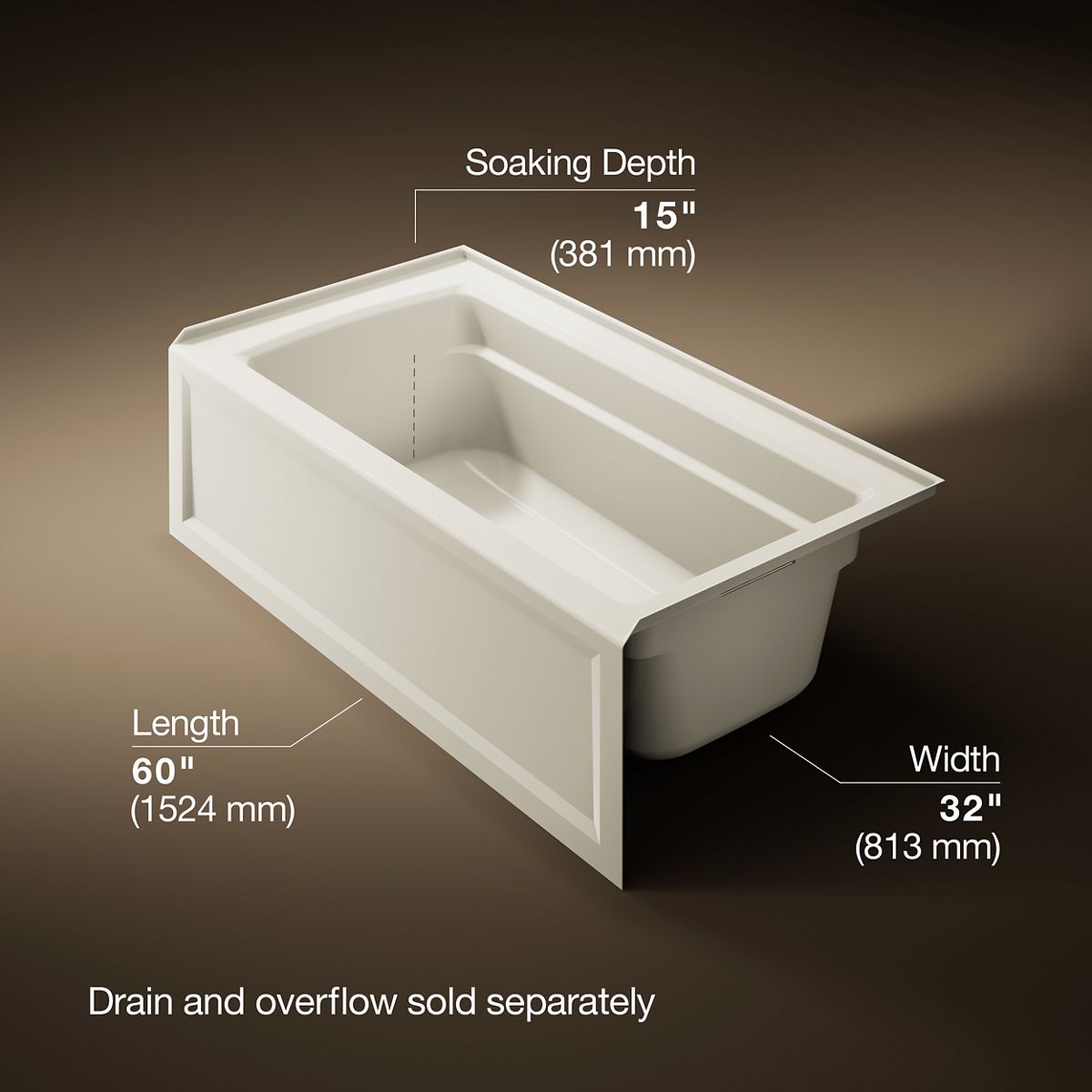 Archer® 60" x 32" alcove bath, right drain