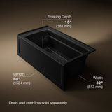 Archer® 60" x 32" alcove bath with Bask® heated surface, right drain