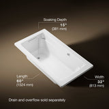 Archer® 60" x 32" drop-in bath with Bask® heated surface