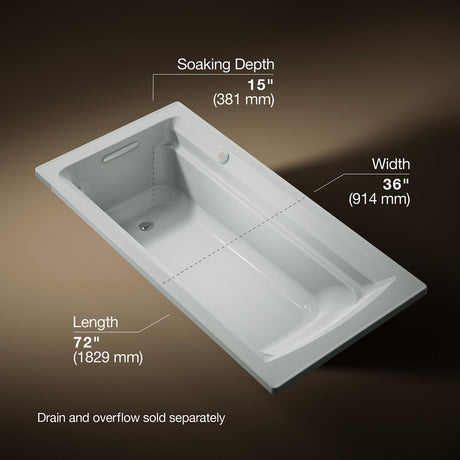 Archer® 72" x 36" drop-in Heated BubbleMassage™ air bath
