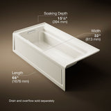 Archer® 72" x 36" alcove Heated BubbleMassage™ air bath, left drain