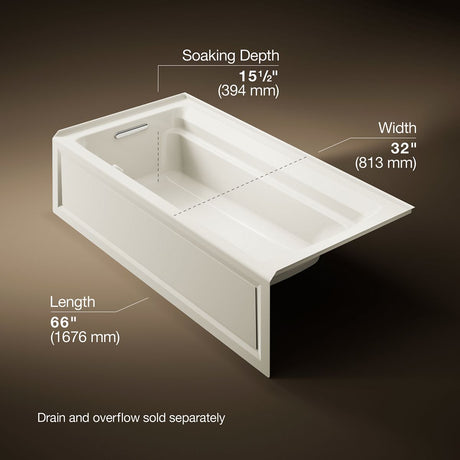 Archer® 72" x 36" alcove Heated BubbleMassage™ air bath, left drain