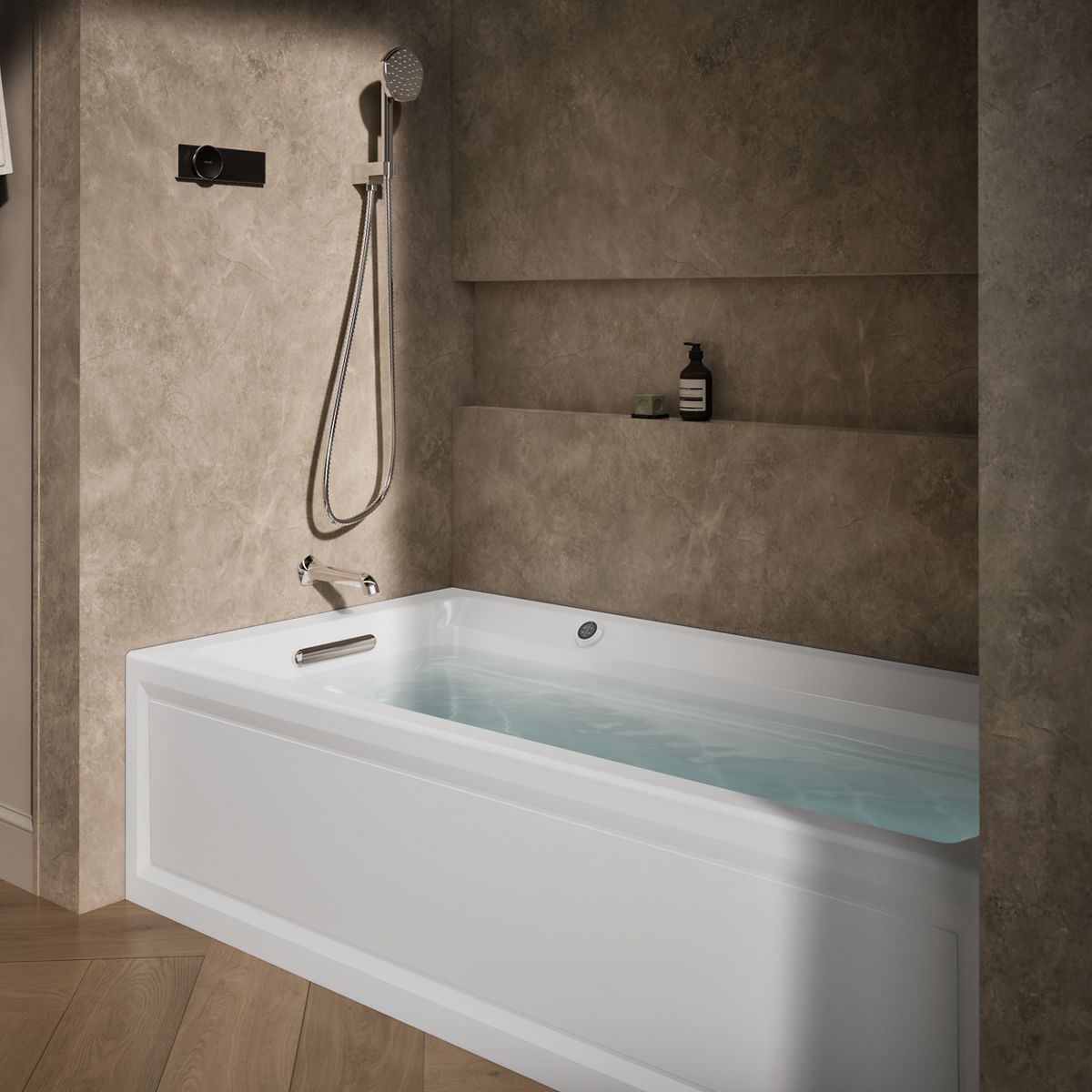 Archer® 72" x 36" alcove Heated BubbleMassage™ air bath with Bask® heated surface, left drain