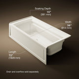 Archer® 72" x 36" alcove Heated BubbleMassage™ air bath, right drain
