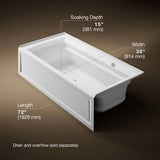 Archer® 72" x 36" alcove Heated BubbleMassage™ air bath with Bask® heated surface, right drain