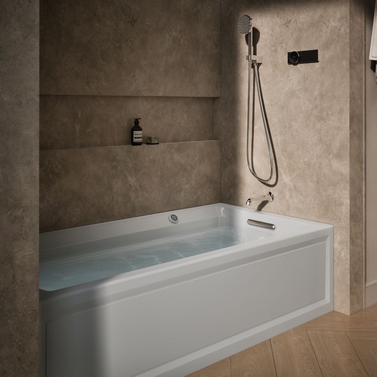 Archer® 72" x 36" alcove Heated BubbleMassage™ air bath with Bask® heated surface, right drain