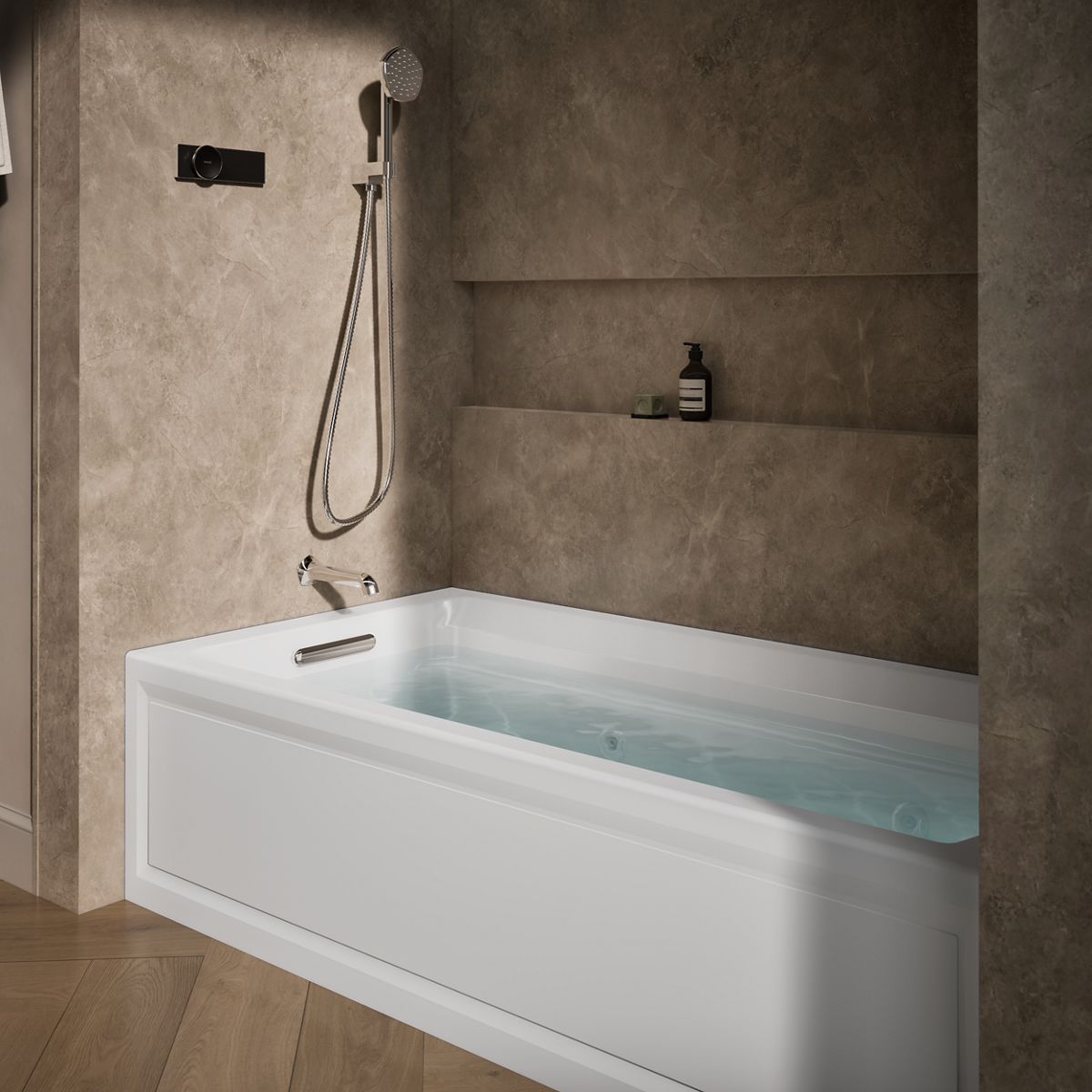 Archer® 72" x 36" alcove whirlpool bath with alcove, left drain