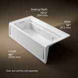 Archer® 72" x 36" alcove whirlpool bath with alcove, left drain