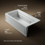 Archer® 72" x 36" alcove whirlpool bath with alcove, left drain