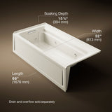 Archer® 72" x 36" alcove whirlpool bath with alcove, left drain