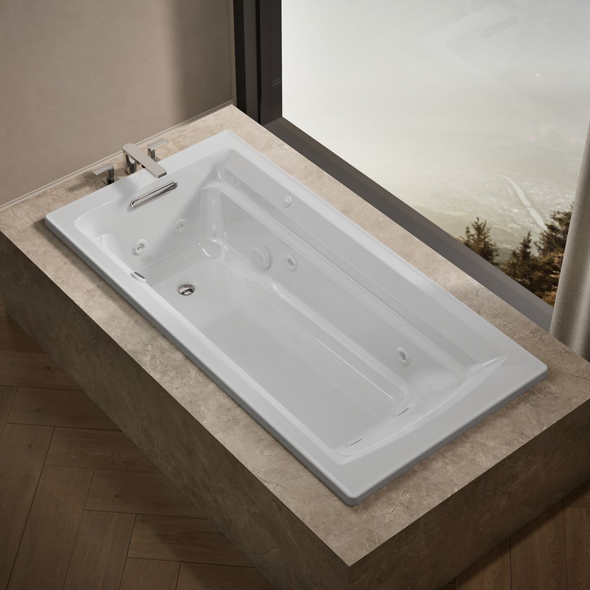 Archer® 72" x 36" drop-in whirlpool bath with Bask® heated surface