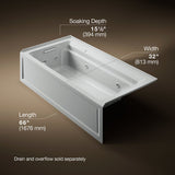 Archer® 72" x 36" alcove Heated BubbleMassage™ air bath and whirlpool, left drain