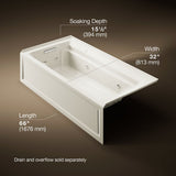 Archer® 72" x 36" alcove Heated BubbleMassage™ air bath and whirlpool, left drain