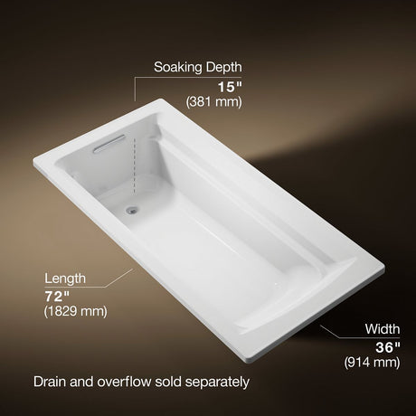 Archer® 72" x 36" drop-in bath