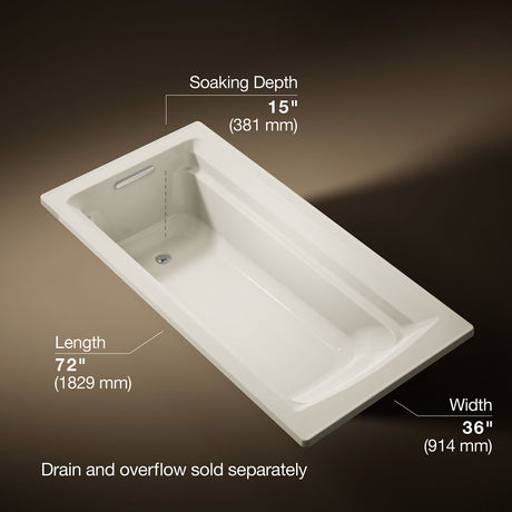 Archer® 72" x 36" drop-in bath