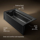 Archer® 72" x 36" alcove bath with Bask® heated surface, left drain