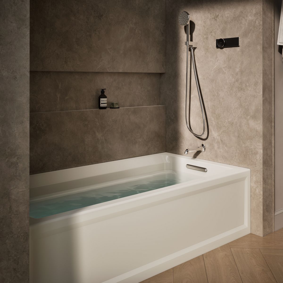 Archer® 72" x 36" alcove bath with Bask® heated surface, alcove, right drain
