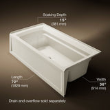 Archer® 72" x 36" alcove bath with Bask® heated surface, alcove, right drain