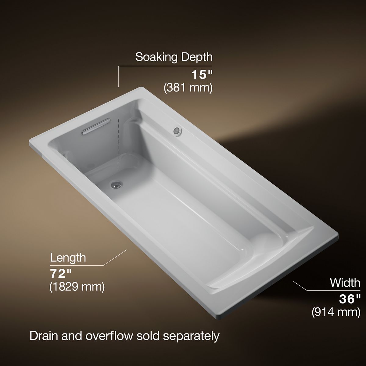 Archer® 72" x 36" drop-in bath with Bask® heated surface