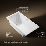 Underscore® 60" x 32" drop-in bath with Bask® heated surface