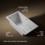Underscore® 60" x 32" drop-in bath with Bask® heated surface