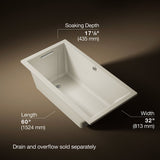 Underscore® 60" x 32" drop-in bath with Bask® heated surface