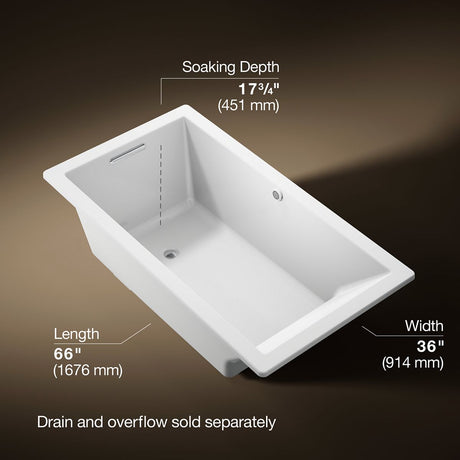 Underscore® 66" x 36" drop-in bath with Bask® heated surface