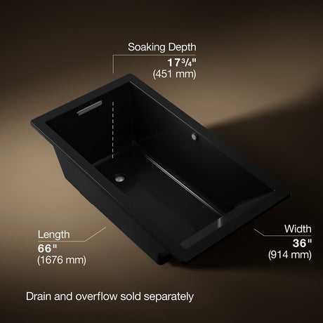 Underscore® 66" x 36" drop-in bath with Bask® heated surface