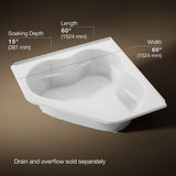 Tercet® 60" x 60" corner bath