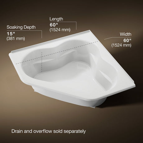 Tercet® 60" x 60" corner bath