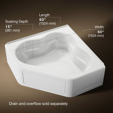 Tercet® 60" x 60" corner bath