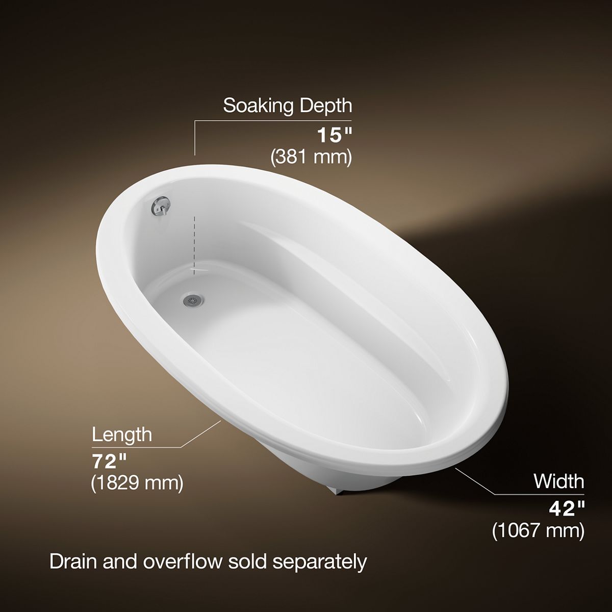 Sunward® 72" x 42" drop-in bath