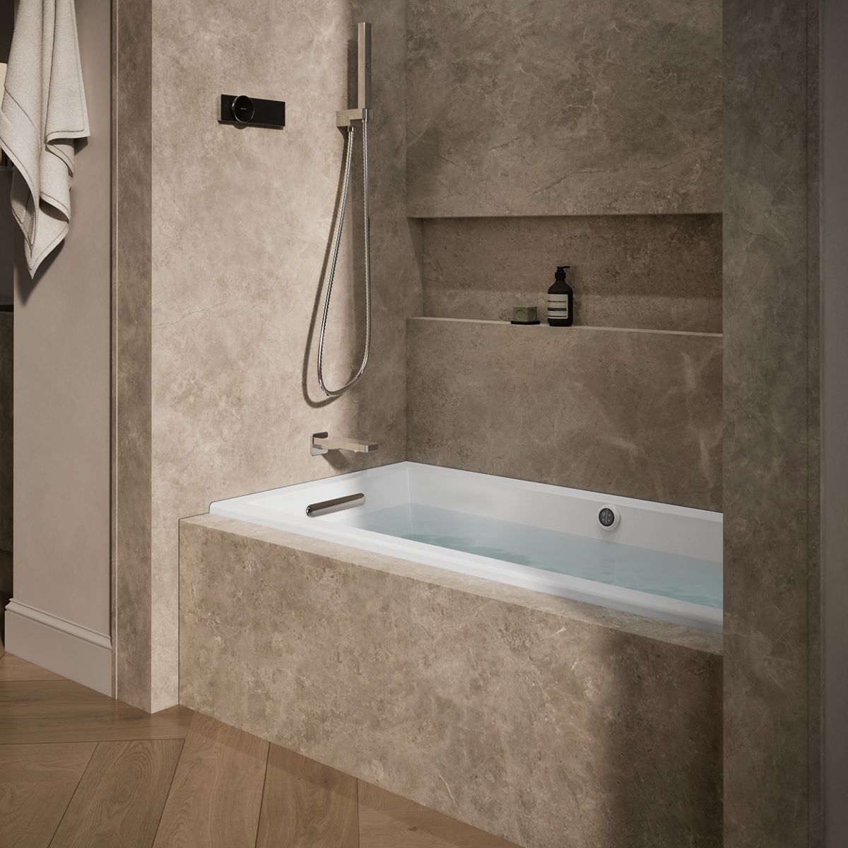 Underscore® 60" x 30" alcove Heated BubbleMassage™ air bath with Bask®, left drain