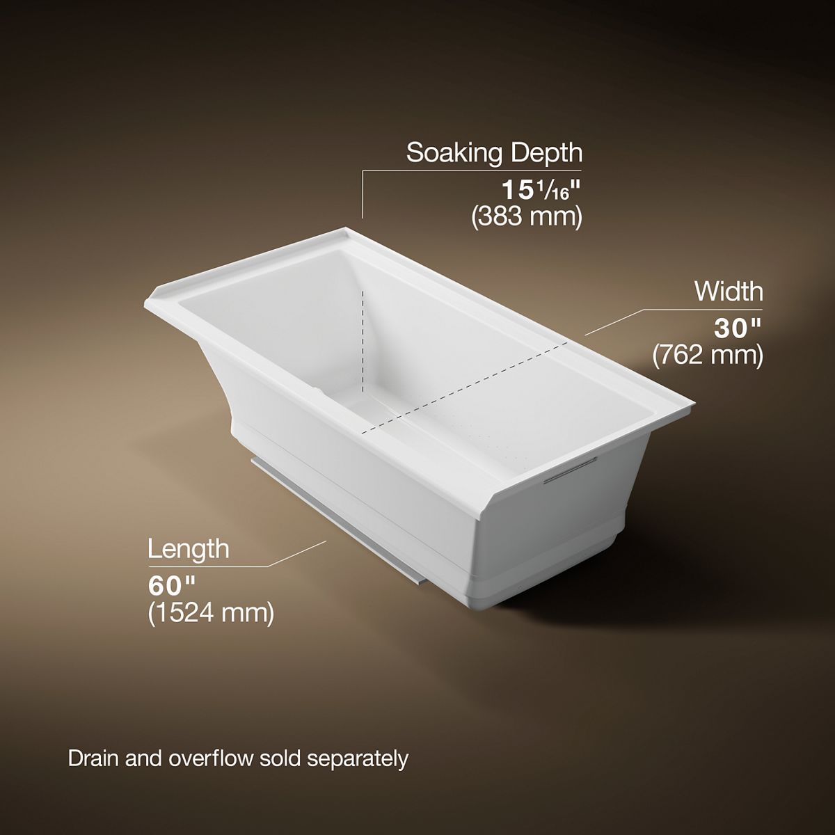 Underscore® 60" x 30" alcove Heated BubbleMassage™ air bath, right drain