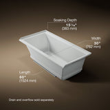 Underscore® 60" x 30" alcove Heated BubbleMassage™ air bath, right drain