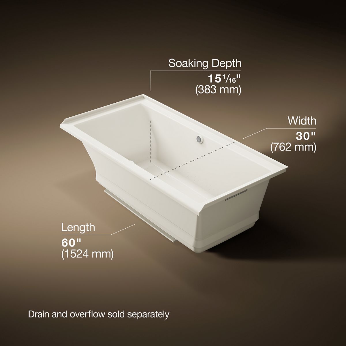 Underscore® 60" x 30" alcove Heated BubbleMassage™ air bath with Bask®, right drain