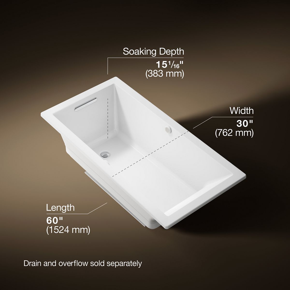 Underscore® 60" x 30" drop-in Heated BubbleMassage™ air bath