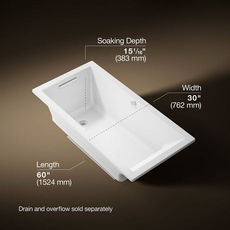 Underscore® 60" x 30" drop-in Heated BubbleMassage™ air bath