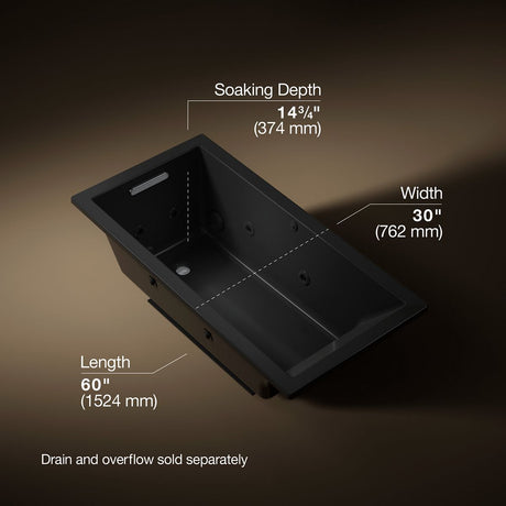 Underscore® 60" x 30" drop-in heated whirlpool bath